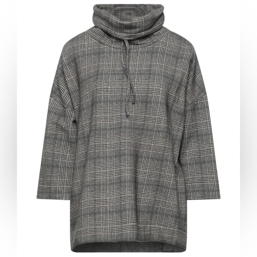 Circolo 1901 Italian luxury sweatshirt Houndstooth 3/4 sleeve turtleneck